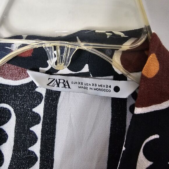 ZARA PRINTED PAREO Morocco MAXI LONG DRESS WRAP Women's Size XS Black - Picture 6 of 9